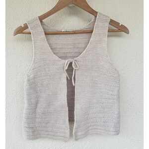 Bonpoint Chunky Wool Knit Tie Front Cardigan Womens 2XS Coastal Cowgirl Cottage